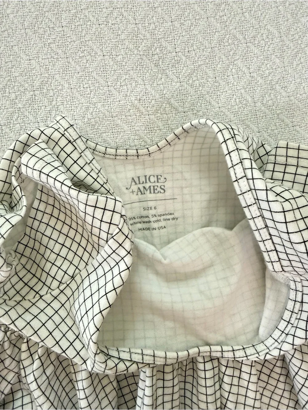 Alice + Ames Black & White Windowpane Cotton Short sleeve Twirl Dress